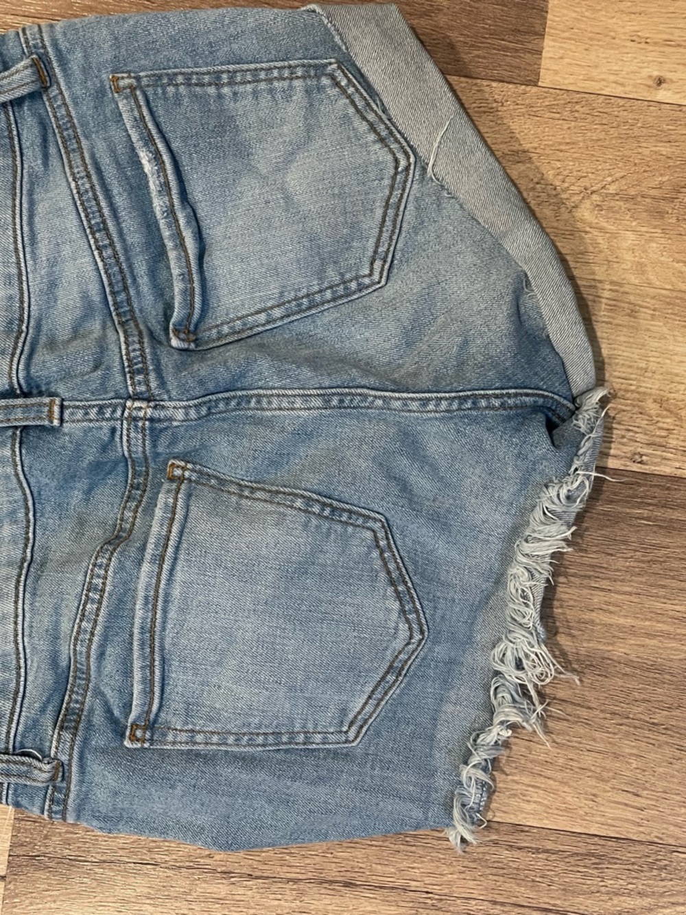 Studio Distressed Light Blue Denim Shorts - Picture 2 of 4
